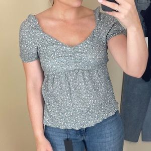 Monteau Los Angeles Teal Floral short sleeve shirt